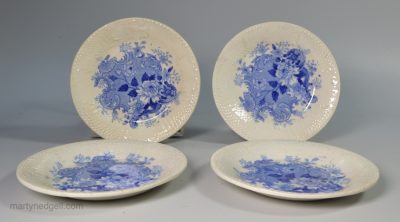 Set of four pearlware pottery cup plates, circa 1830