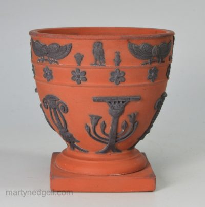 Wedgwood Rosso Antico ink well with Egyptian sprigs, circa 1820