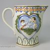 Small prattware pottery jug moulded with Sportive Innocence and Mischievous Sport, circa 1820