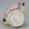 Commemorative pearlware pottery jug, Queen Caroline Green Bag, circa 1821