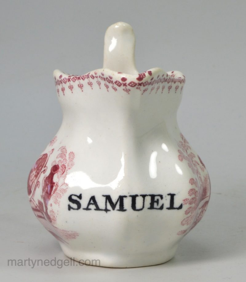 Pearlware pottery child's jug "SAMUEL", circa 1830