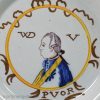 Dutch Delft commemorative plate, William V of Orange, circa 1770