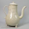Staffordshire white saltglaze stoneware coffee pot, circa 1760