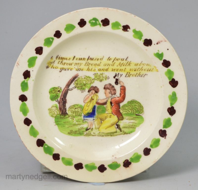 Small pearlware child's plate "My Brother", circa 1830