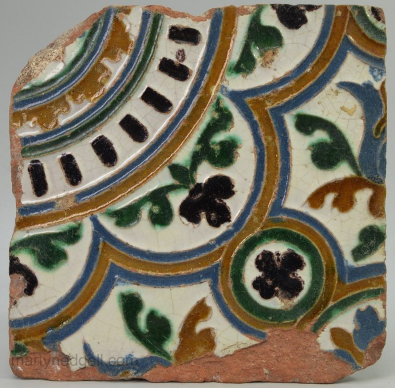 Spanish Arista tile, circa 1600