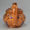 Chalcedony pottery bodied teapot decorated with pink lustre, circa 1830