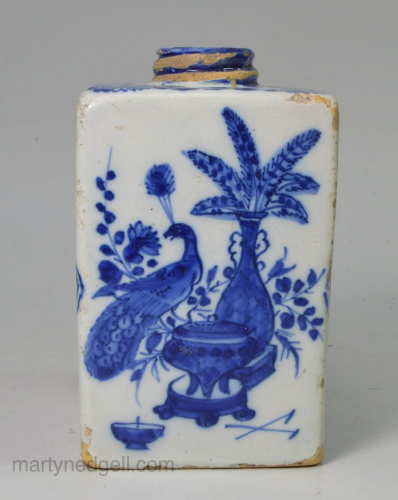 Dutch Delft tea canister, circa 1750