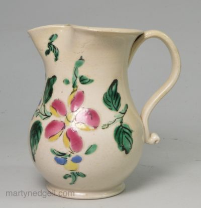 Small Staffordshire white saltglaze stoneware jug, circa 1760