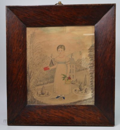 Naive pencil and water colour in a hardwood frame, circa 1820