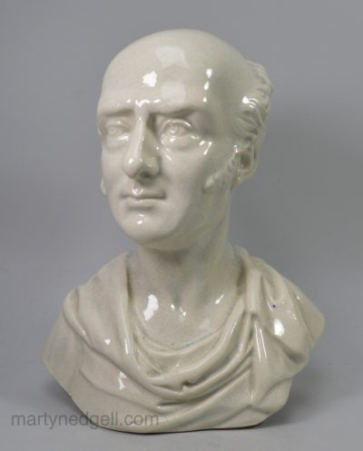 Large pearlware bust of George Canning, politician, circa 1828