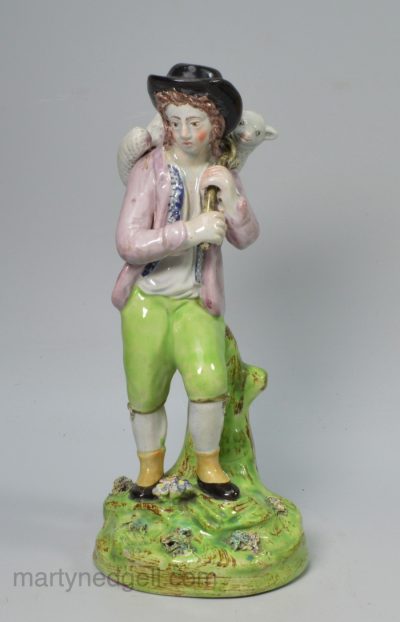 Staffordshire pearlware pottery figure "The Lost Sheep Found", circa 1820