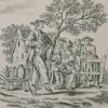 Liverpool delft tile decorated with a Sadler print "Country Dancing", circa 1760