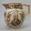 Commemorative pearlware pottery jug decorated with prints relating to the death of Nelson and his naval victories, circa 1805