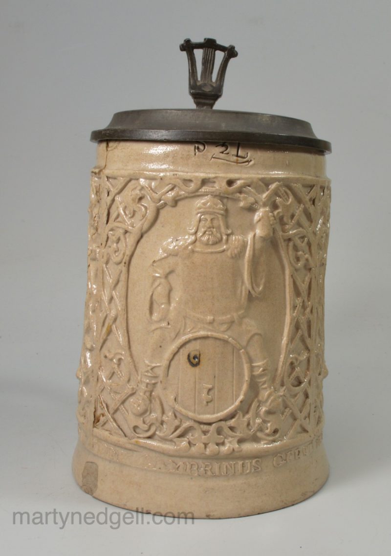 German stoneware tankard, circa 1880