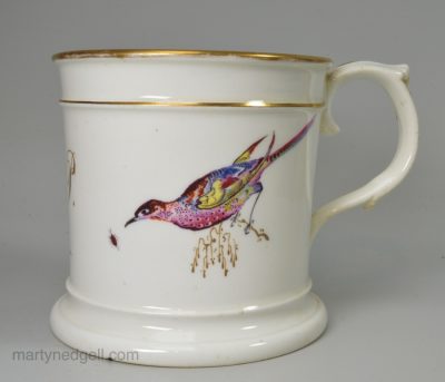Large Staffordshire porcelain mug, circa 1840
