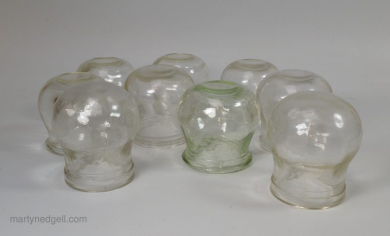 9 moulded cupping glasses, circa 1900