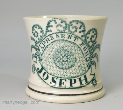 Pearlware pottery child's mug "A Present for Joseph", circa 1830