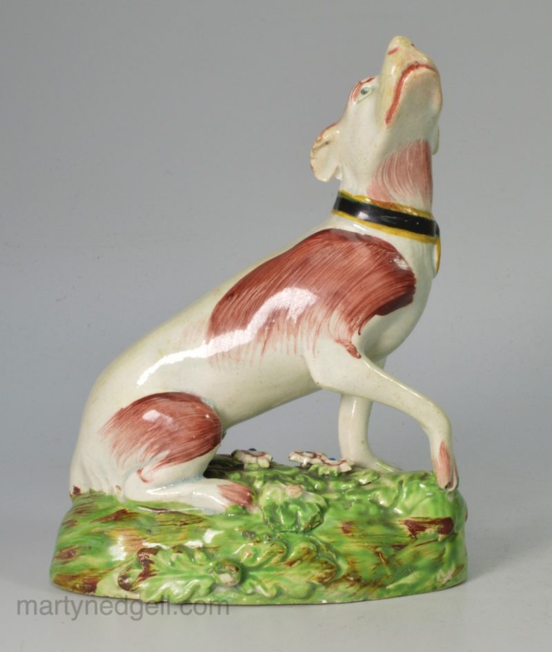Staffordshire pearlware pottery hound, circa 1820