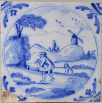 London delft tile, circa 1750
