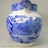 Large pearlware jug decorated with blue transfer print under the glaze, Lady and the Lake pattern, circa 1820