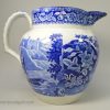 Large pearlware jug decorated with blue transfer print under the glaze, Lady and the Lake pattern, circa 1820