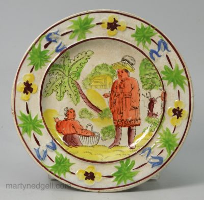 Pearlware pottery child's plate, circa 1820