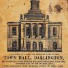 Pearlware pottery jug commemorating the building of Darlington Town Hall in 1808