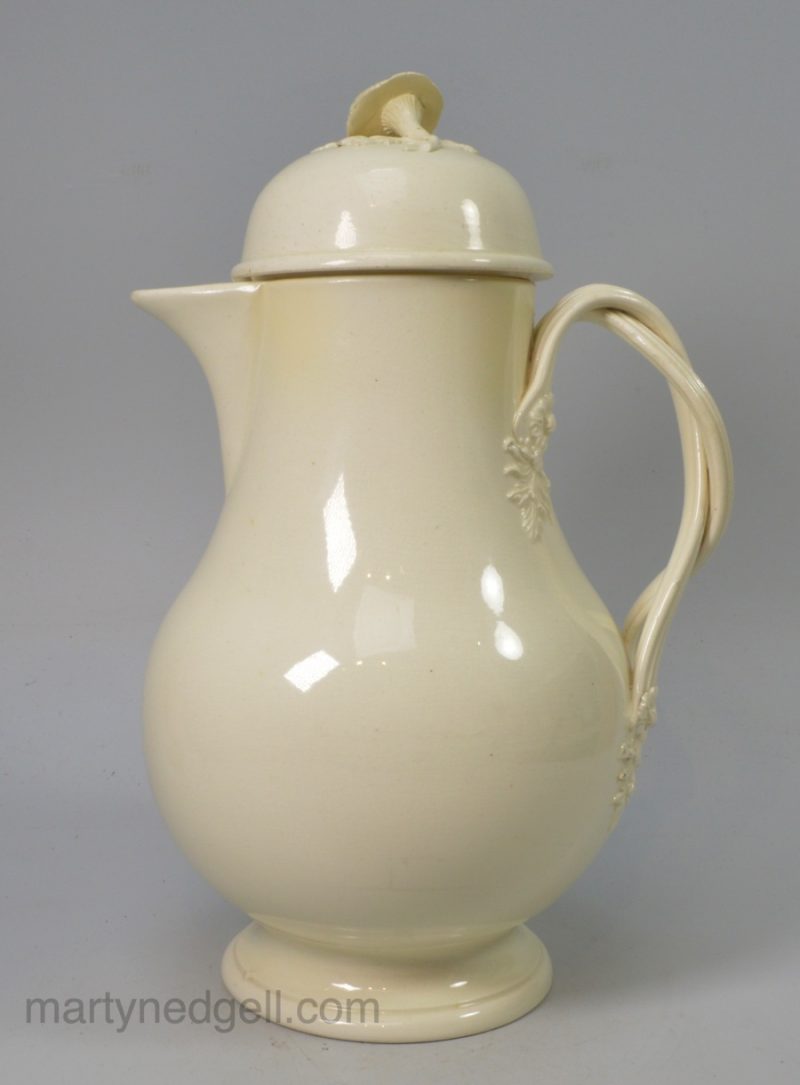 Creamware pottery coffee pot, circa 1790