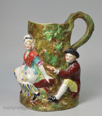 Small pearlware pottery Fair Hebe jug, circa 1820, possibly Enoch Wood Pottery Staffordshire