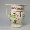 Pearlware pottery jug decorated with Farmers Arms, circa 1820