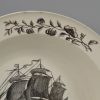 Herculaneum creamware pottery soup plate printed with a ship, circa 1805