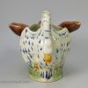 Pearlware pottery zoomorphic sauce tureen and stand, decorated with colours under the glaze, circa 1790