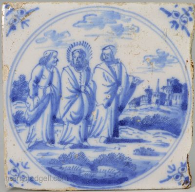 Dutch Delft biblical tile, circa 1750
