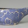 Pearlware pottery pap boat decorated with blue transfer under the glaze, circa 1820