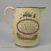 Creamware pottery Napoleonic wars commemorative jug, circa 1815
