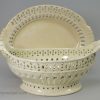 Creamware pottery pierced basket and stand, circa 1790