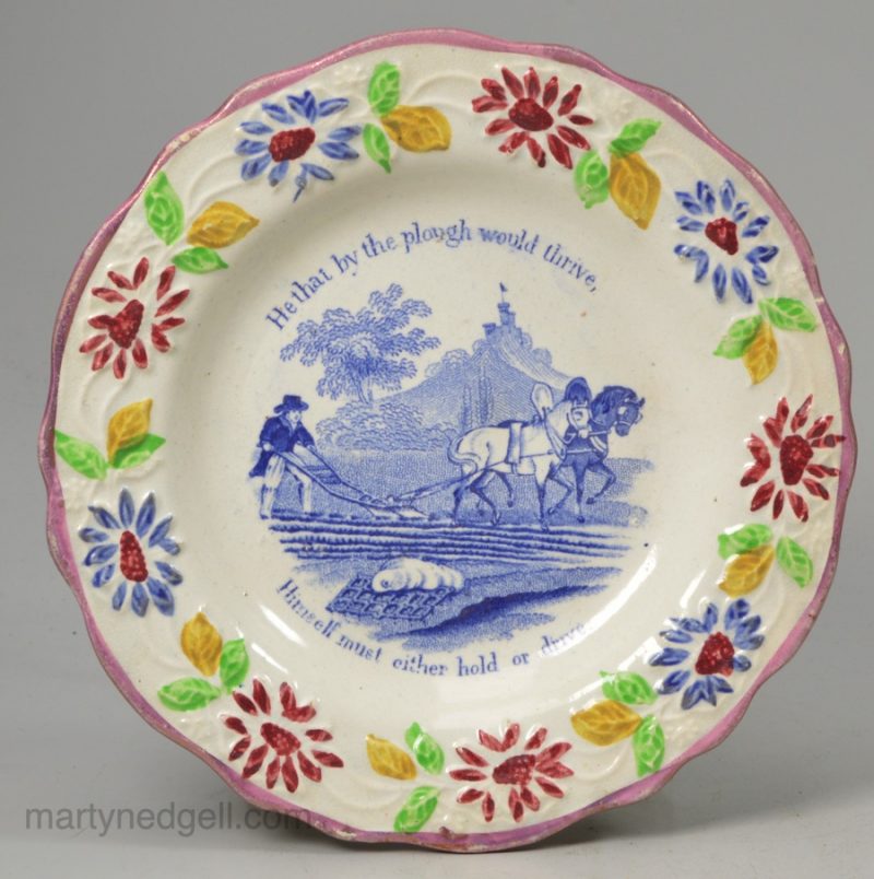 Pearlware pottery Childs plate, circa 1830