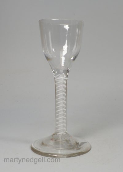 English opaque twist wine glass, circa 1770
