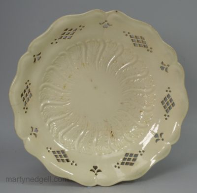 Creamware pottery pierced dish, circa 1780
