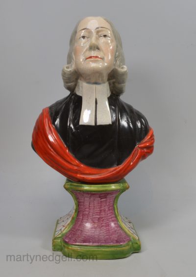 Staffordshire pearlware bust of Rev. John Wesley, circa 1820