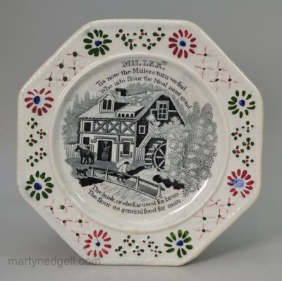 Pearlware pottery child's plate "MILLER", circa 1830
