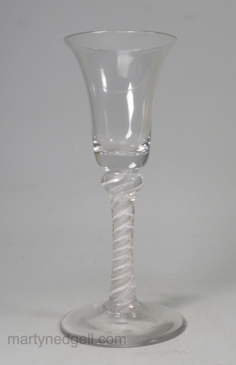 English wine glass with an opaque twist stem, circa 1770