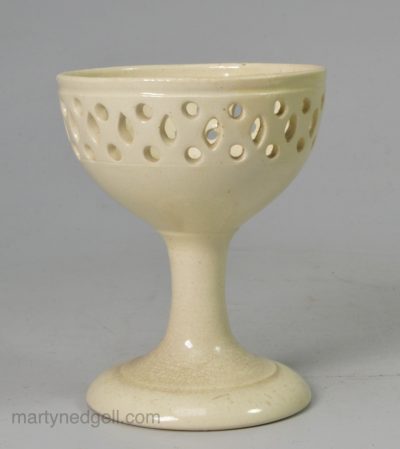 Creamware pottery pierced egg cup, circa 1790