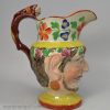 Pearlware Bacchus jug decorated with enamels over the glaze, circa 1820