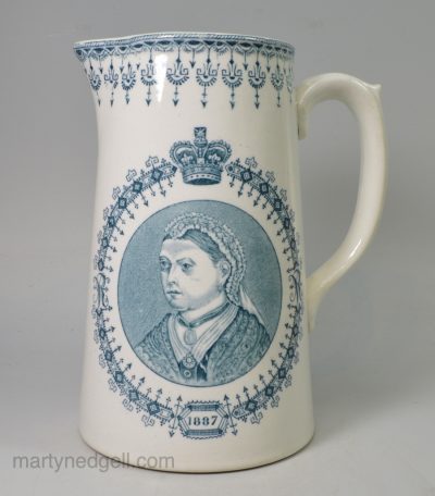 Commemorative pottery jug, Queen Victoria's Golden Jubilee, 1887