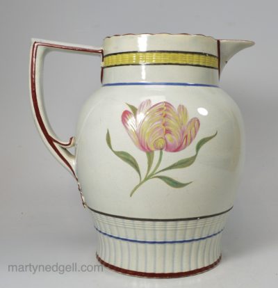 Pearlware pottery syphon puzzle jug, circa 1820