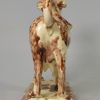 Creamware pottery cow creamer decorated with brown oxide under the glaze, Whieldon type, circa 1770