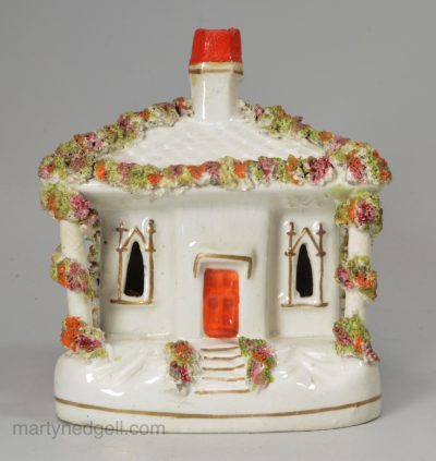 Staffordshire porcelain cottage pastille burner, circa 1860