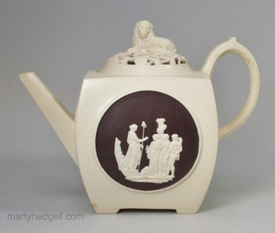 White stoneware teapot with reticulated lid, circa 1790 John Turner, Staffordshire