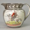 Pearlware pottery commemorative jug with Napoleonic Cossack prints, circa 1815